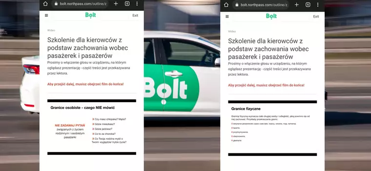 Bolt uczy kierowców, jak się zachowywać wobec pasażerów. Stworzył dla nich quiz 