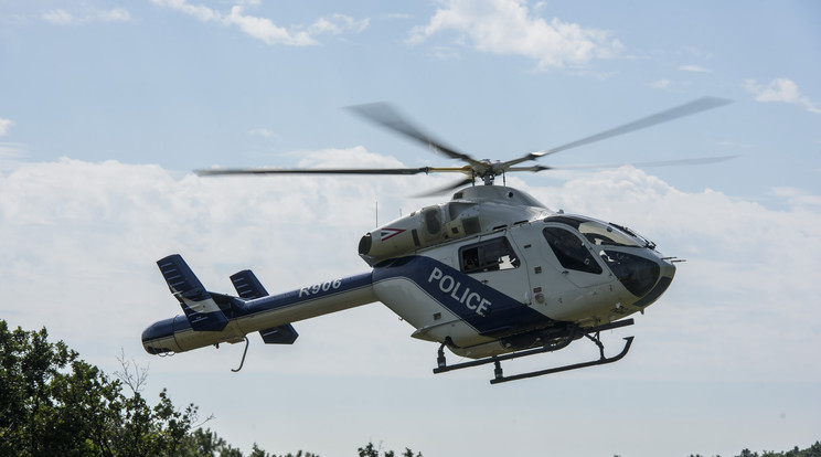 A rendőrség helikoptere fentről szúrja ki a gyomokat /Fotó: MTI Komka Péter