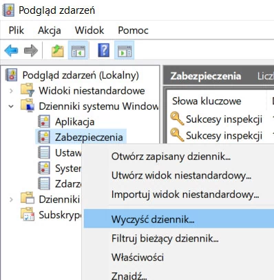 Czyszczenie dziennika systemowego