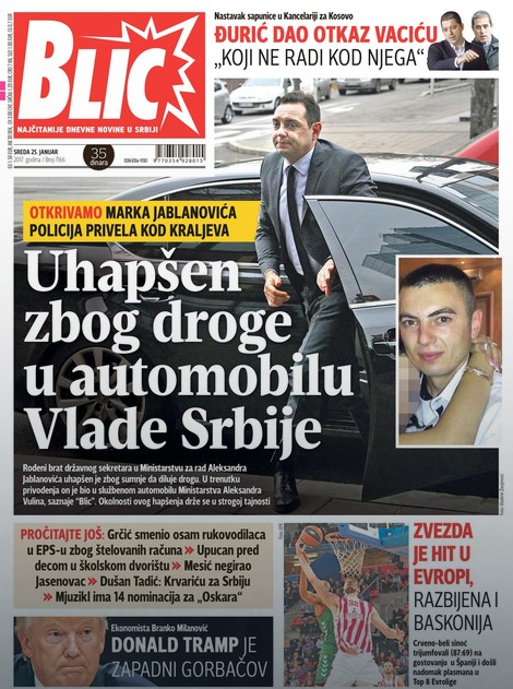 Jučerašnja naslovna strana "Blica"