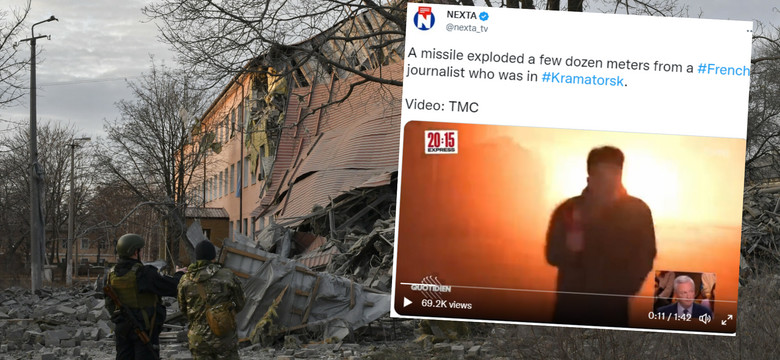 Rosyjski pocisk wybuchł za plecami dziennikarza z Francji. Nagranie obiegło sieć 