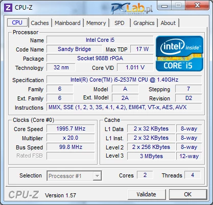 Sercem urządzenia jest procesor Intel Core i5-2537M
