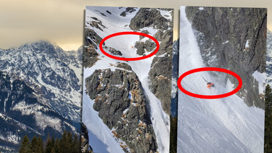 Dramatyczny wypadek w Tatrach, narciarz spadł kilkaset metrów [NAGRANIE]