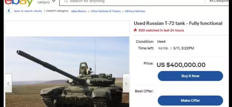 Ukraińcy sprzedają przejęte rosyjskie czołgi na eBay? Wyjaśniamy