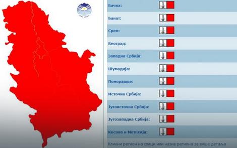 Srbija u crvenom meteoalarmu