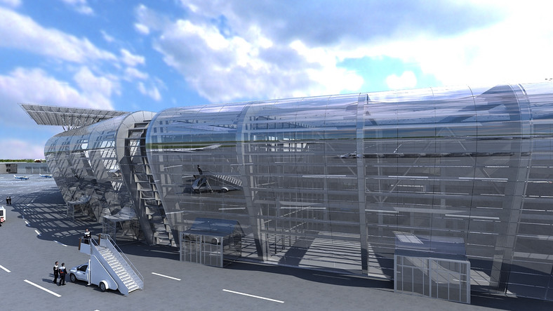 Projekt docelowego terminalu w Radomiu - widok z zewnątrz