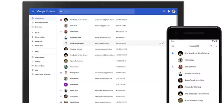 Starsze Kontakty Google wkrótce przestaną działać