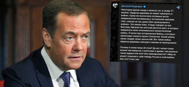 Dmitrij Miedwiediew pisze o "upadku Rosji" i straszy. "Nie zadrży ręka"