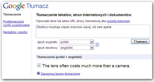 Tłumacz Google posiada możliwość odczytu tłumaczenia na język angielski