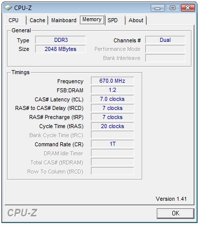 CPU-Z – szybkość i timingi pamięci – Gigabyte GA-X48T-DQ6