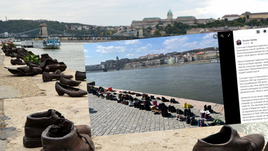 Postawili 300 par butów na brzegu Dunaju. "Zainspirował ich Zełenski"