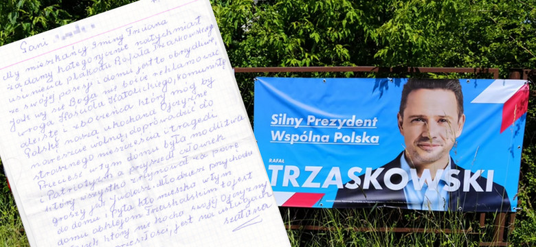 Wywiesiła plakat Trzaskowskiego. Została porównana do Judasza