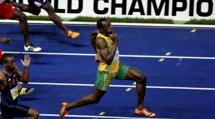 Bolt átlagsebessége 37,58 km/óra volt a 100 m-es rekordnál. Csúcssebessége 44,72 km/óra / Fotó:  MTI EPA Jens Büttner