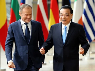 Donald Tusk, szef Rady Europejskiej i Li Keqiang, premier Chin. Bruksela, 9 kwietnia 2019 r.