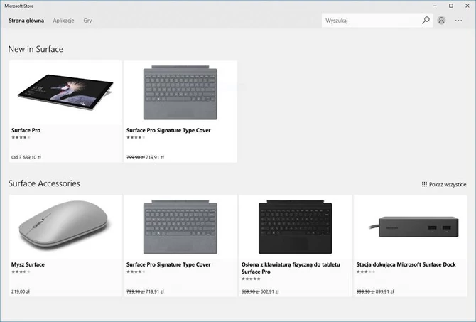 Oferta Surface z Microsoft Store
