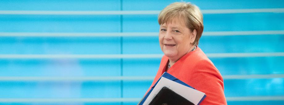 Kanclerz Niemiec Angela Merkel tuż przed rozpoczęciem posiedzenia rządu, Berlin, 1.07.2020