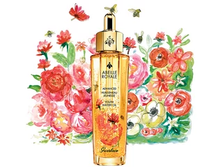 Opakowanie olejku Abeille Royale Advanced Youth Watery Oil jest częścią szerszej akcji marki Guerlain wspierającej ratowanie pszczół.