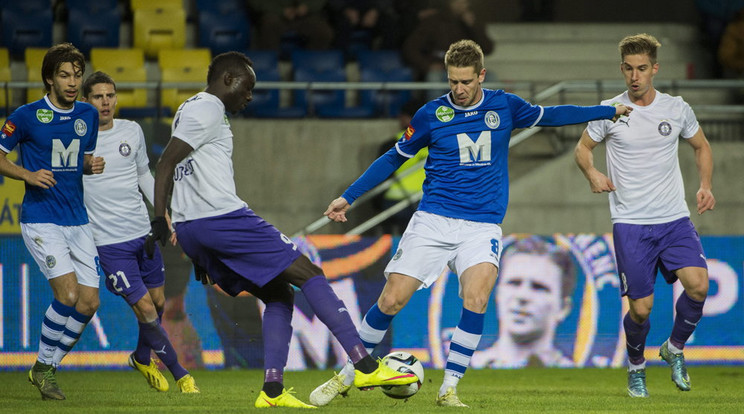 Diagne (középen) már 9 gólnál tart a szezonban / Fotó: MTI Illyés Tibor