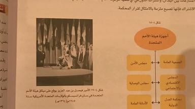 W saudyjskim podręczniku umieszczono zdjęcie króla Fajsala z mistrzem Yoda