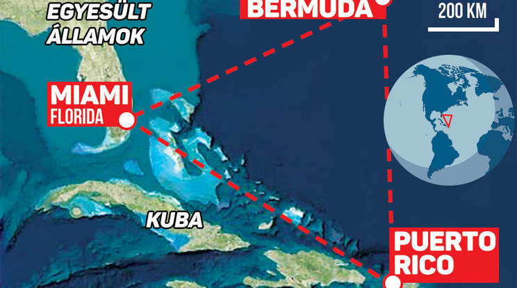 Grafikánkon látható, mely területet nevezik Bermuda-háromszögnek /Grafika: Varga Nóra