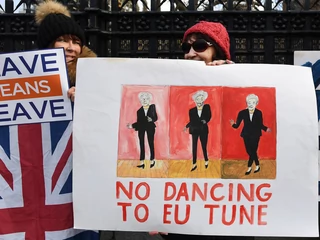 Zwolennicy brexitu przed brytyjskim parlamentem. Londyn, 20 grudnia 2018 r.