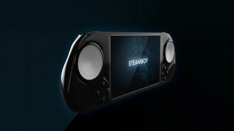 SteamBoy z daleka przypomina konsolkę PlayStation Vita, ale touchpady zamiast analogowych gałek zdradzają, że to przenośna Steam Machine