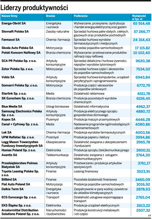 Liderzy produktywności