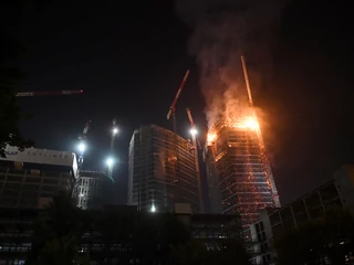 Pożar na budowie The Warsaw Hub