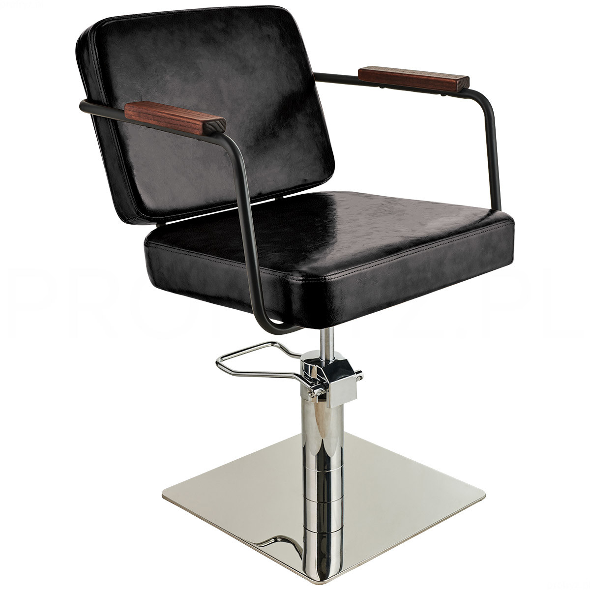 Fotele fryzjerskie - AYALA Fotel fryzjerski Enzo czarny baza kwadrat chrom dostępny w 48h - grafika 1