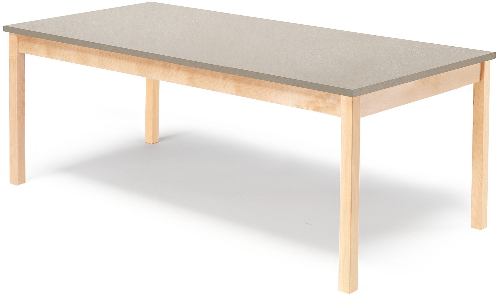 Stoły i stoliki do biura - AJ Produkty Stół DECIBEL, 1400x800x600 mm, szare linoleum, brzoza - grafika 1