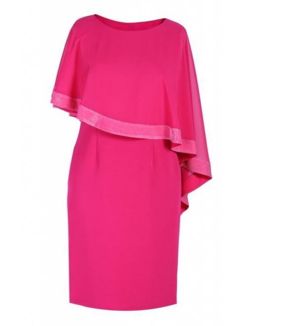 Sukienki - XL-ka Różowa sukienka z szyfonową narzutką abigail 52 - XL-ka - grafika 1