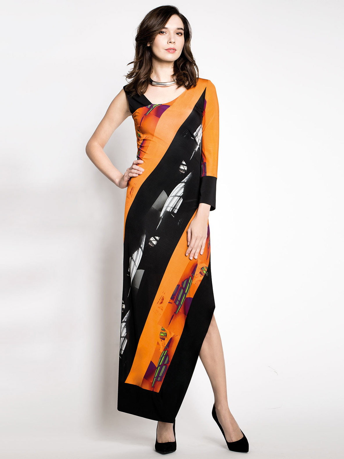 Sukienki - Potis&Verso Efektowna sukienka na jedno ramię Deli - grafika 1