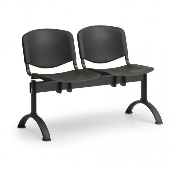 Inne meble biurowe - Euroseat Plastikowa ławka ISO, 2-siedziska, czarne nogi 300202 - grafika 1