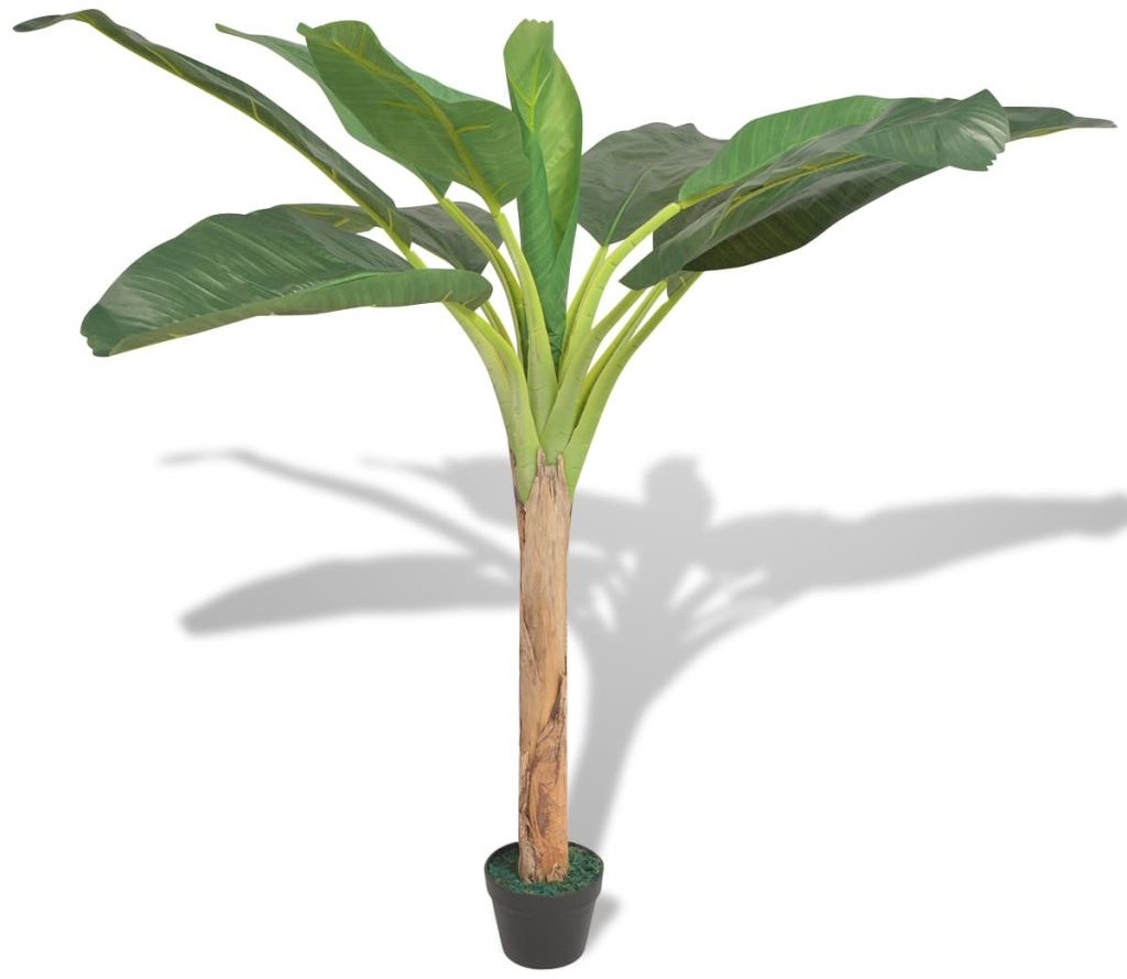 Sztuczne drzewka - vidaXL Sztuczne drzewko bananowe z doniczką, 150 cm, zielone - grafika 1