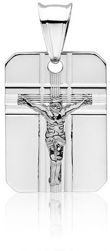 Biżuteria religijna - Valerio.pl Srebrny wisiorek blaszka krzyżk krzyż z wizerunkiem Jezusa Chrystusa srebro 925 GMD019 GMD019 - grafika 1