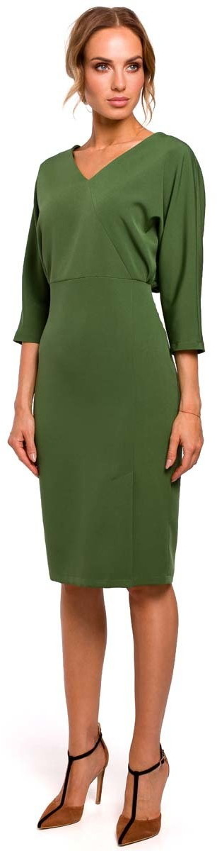 Sukienki - Moe Zielona Sukienka Oversize z Ołówkowym Dołem - - grafika 1