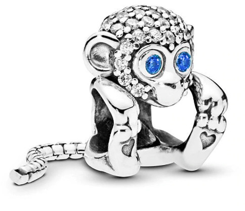 Charmsy - Pandora Valerio.pl Rodowany srebrny wiszący charms do małpa małpka monkey srebro 925 NEW227 NEW227 - grafika 1