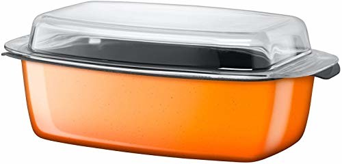 Shakery barmańskie - Silit brytfanna do pieczenia Passion Orange, ze szklaną pokrywką, 32 x 21 x 15 cm, ceramika funkcjonalna Silargan, nadaje się do indukcji, do pieczenia, pomarańczowy, 5,3 l - grafika 1