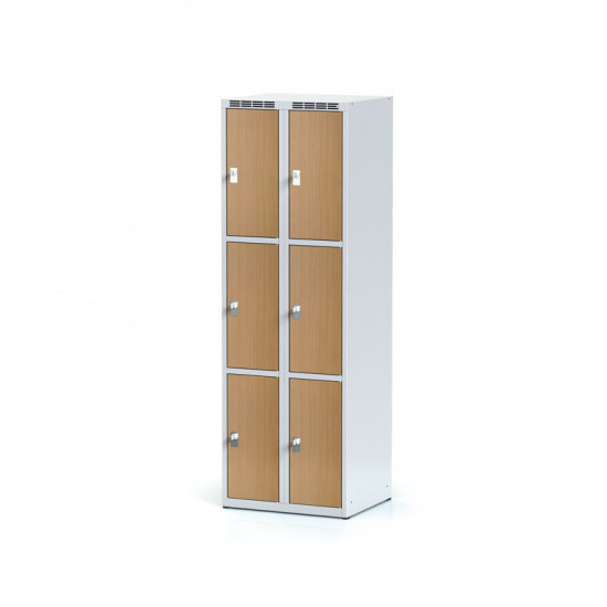 Szafki BHP - Alfa 3 Metalowa szafka ubraniowa 6 drzwi, drzwi LPW, buk, zamek cylindryczny 1262386 - grafika 1