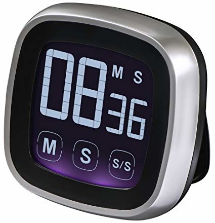 Minutniki - Xavax cyfrowy zegar kuchenny, funkcja dotykowa (timer i stoper, magnetyczny, do 99 min. 59 sekund, głośny dźwięk) design nóż krótkotrwały, elektroniczny zegar do jajek srebrny/czarny 00095321 - grafika 1