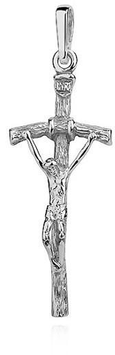 Biżuteria religijna - Valerio.pl Rodowany srebrny krzyżyk krzyż papieski srebro 925 KS0102 KS0102 - grafika 1