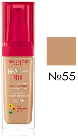 Bazy pod makijaż - Bourjois Healthy Mix Anti-Fatigue Podkład rozświetlający 55 Dark Beige 30ml - grafika 1