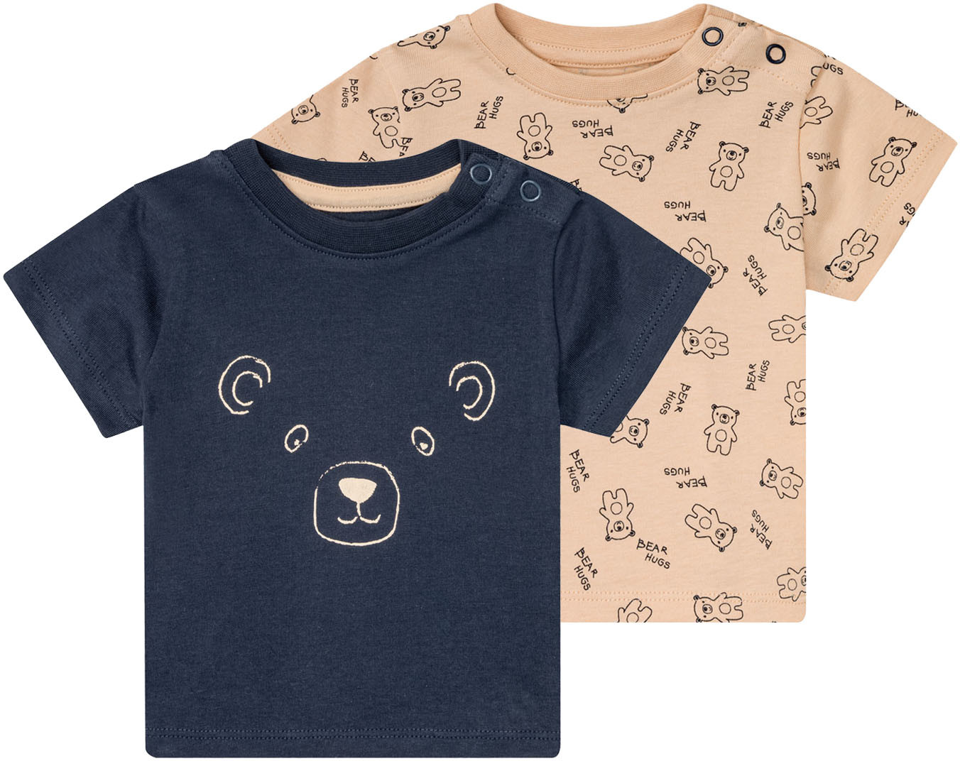 Bluzki dla niemowląt - LUPILU LUPILU T-shirty niemowlęce z biobawełny, 2 sztuki (62/68, Beżowy/granatowy/wzorzysty) 4054599087283 - grafika 1