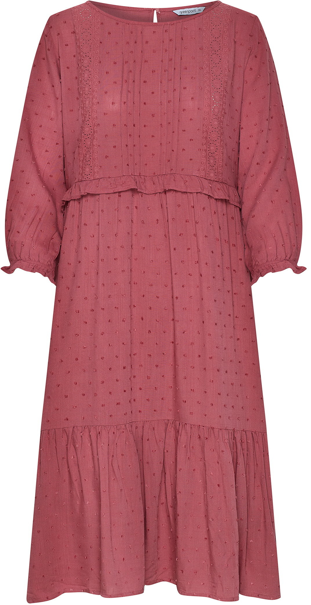 Sukienki - Greenpoint Wiskozowa sukienka z ozdobnymi wstawkami, ciemny róż - Greenpoint - grafika 1