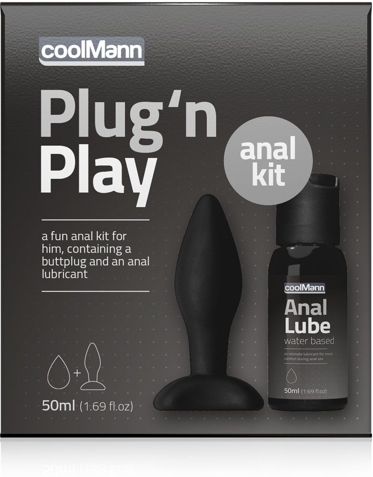 Zestawy erotyczne - Cobeco Cobeco Coolmann Plug'N Play Duo Set (50Ml) - zestaw korek analny i lubrykant - grafika 1
