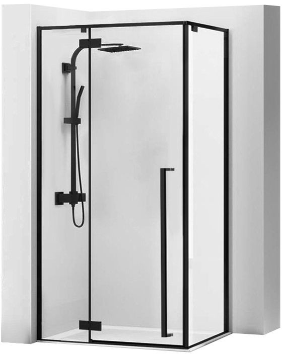 Ścianki i drzwi prysznicowe - Kabina prysznicowa Fargo 80x100 Black Mat - grafika 1