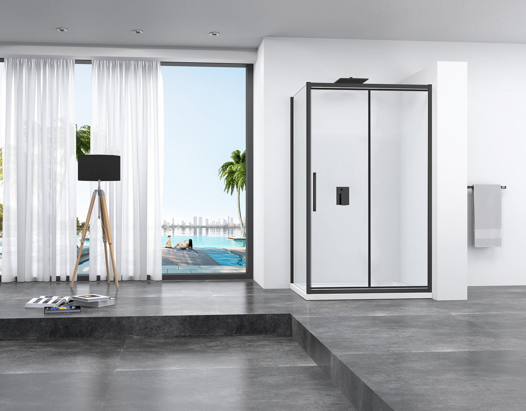 Ścianki i drzwi prysznicowe - Rea Kabina Prysznicowa Narożna Rapid Fold - grafika 1