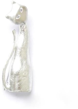Broszki - Venus Galeria Broszka srebrna - Kot biały duży - grafika 1