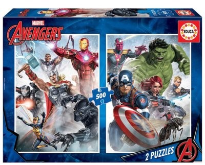 Puzzle - Educa Puzzle 2 x 500 elementów. Marvel Avengers - grafika 1