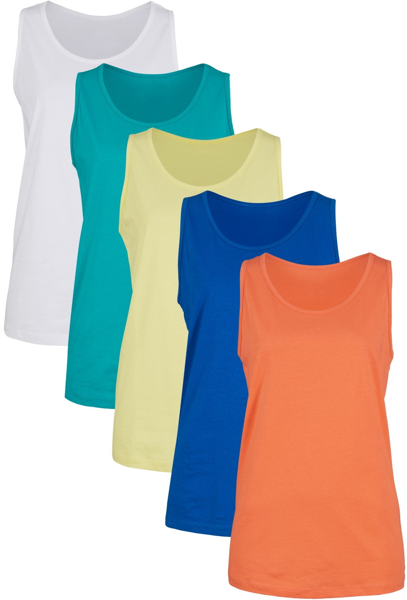 Koszulki sportowe damskie - bonprix Długi top bawełniany (5 sztuk) - bonprix - grafika 1
